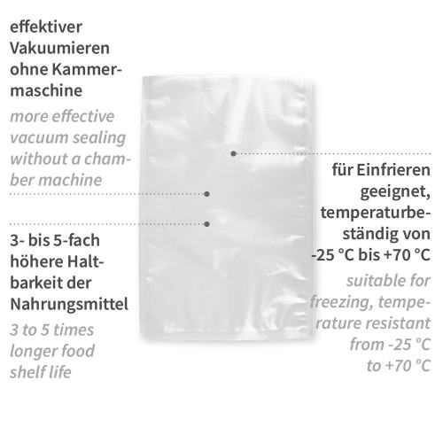 Siegelrandbeutel goffriert 16,0 x 24,0cm PA/PE Folie 90my MADE IN GERMANY 